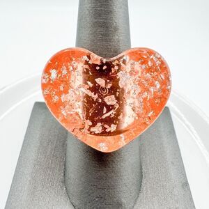 Vintage Heart Pink Resin Chunky Ring Big Doll Twee Kidcore Statement